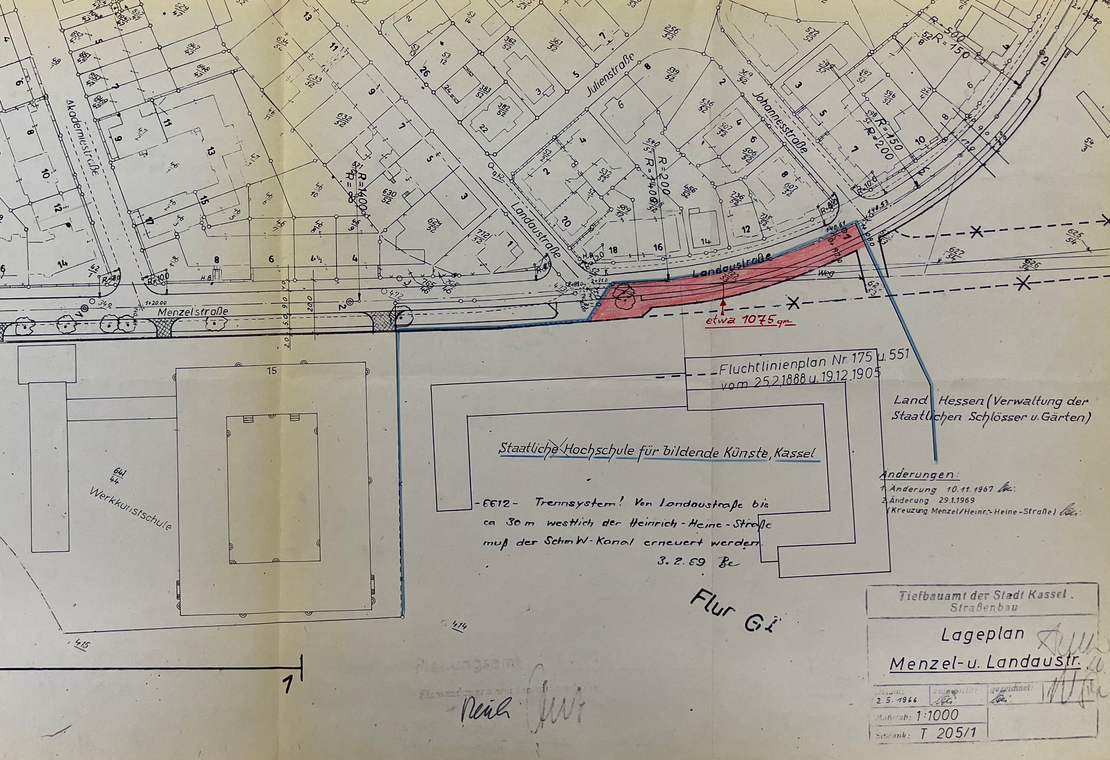 Historical map of the School of Art and Design Kassel