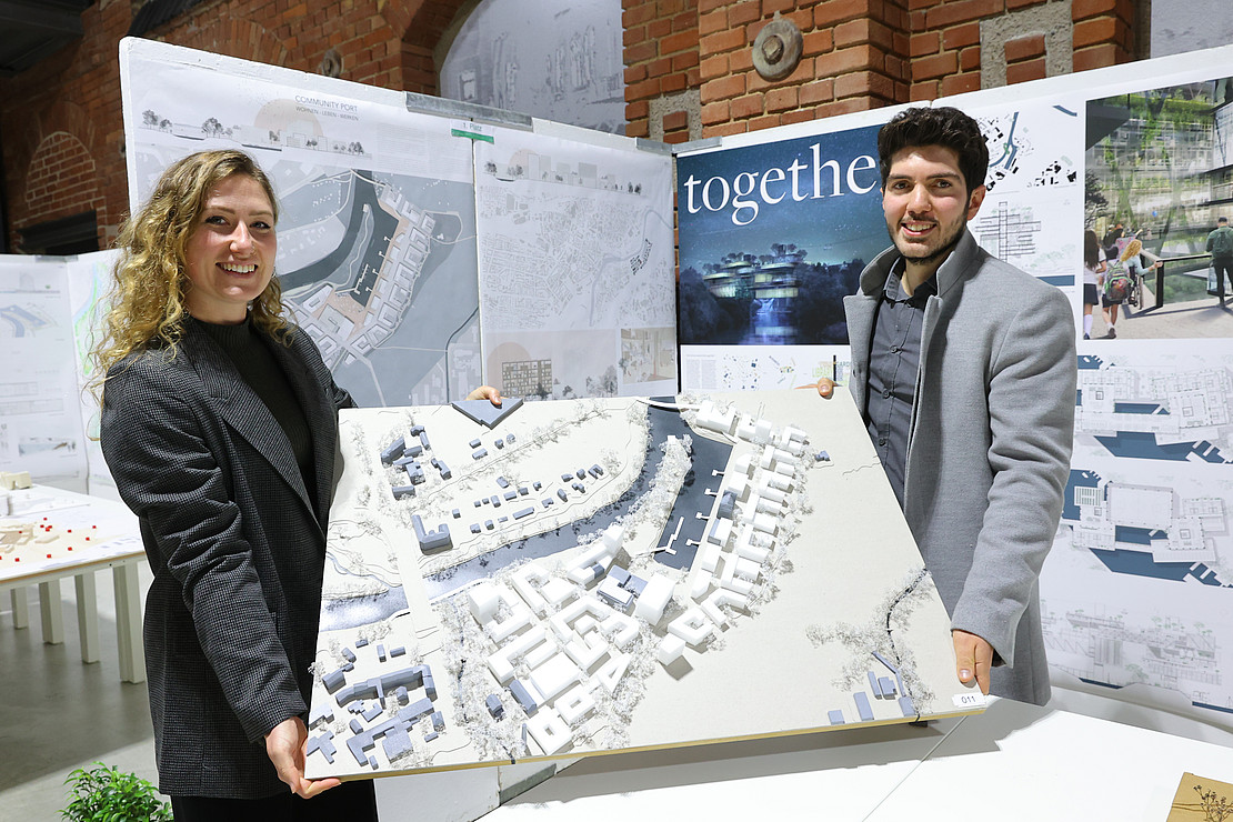 The first place winners with their design.