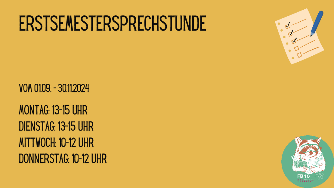 Erstsemestersprechstunde Fachbereich Mathematik und Naturwissenschaften