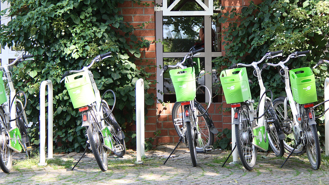 The photo shows bicycles at HoPla